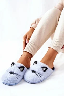 Discount Evento Miękkie Papcie Kotki Z Uszami Niebieskie Distty