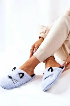 Discount Evento Miękkie Papcie Kotki Z Uszami Niebieskie Distty