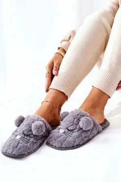 Evento Kapcie Klasyczne*Miękkie Papcie Myszki Z Uszami Szare Luise