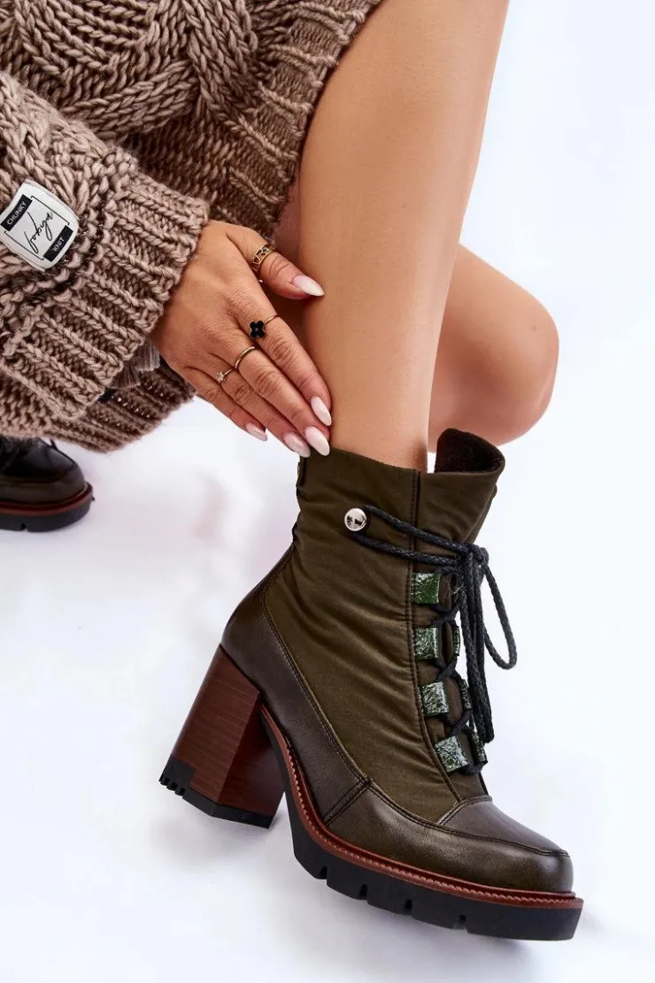 Discount Maciejka Modne Botki Na Obcasie 05777-09 Zielone