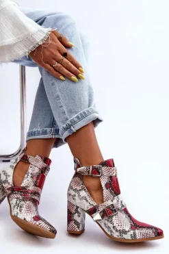 Online Boto Modne Botki Na Słupku Z Wycięciami Wielobarwne Suelo