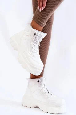 Clearance Big Star Shoes Modne Botki Trapery Memory Foam Big Star KK274369 Białe