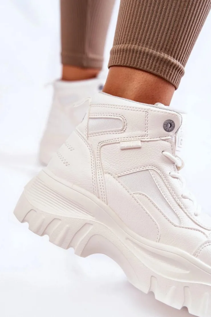 Clearance Big Star Shoes Modne Botki Trapery Memory Foam Big Star KK274369 Białe