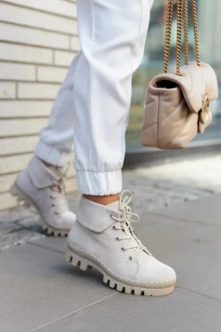 Damskie buty S.Barski Botki Wiosenne|Damskie Trapery*Modne botki trapery zamszowe w kolorze jasnom Dalles Szary