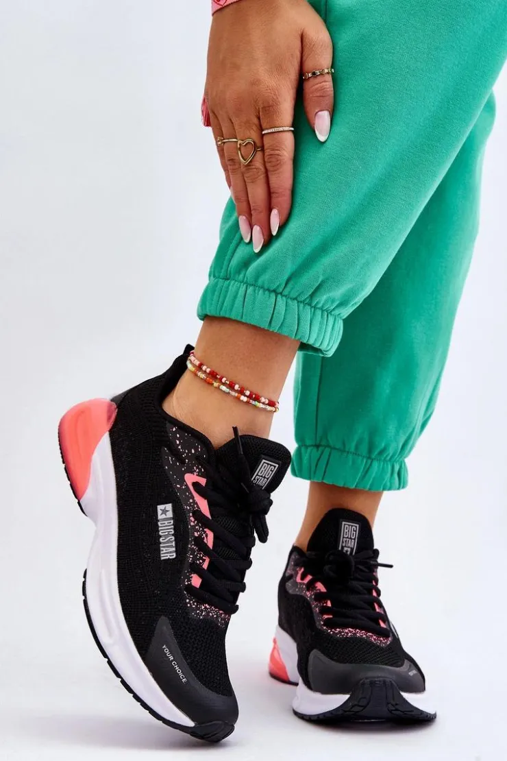 Big Star Shoes Buty Sportowe Big Star|Sneakersy Damskie*Modne Buty Sportowe Memory Foam System Big Star LL274318 Czarne