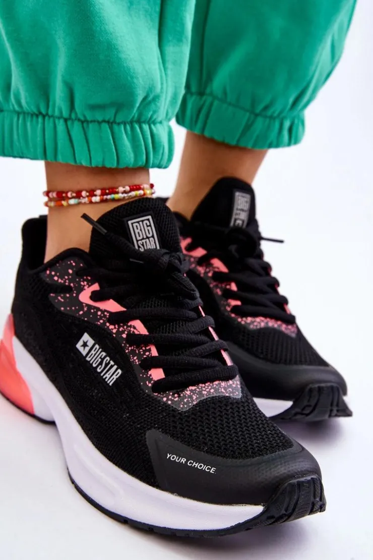Big Star Shoes Buty Sportowe Big Star|Sneakersy Damskie*Modne Buty Sportowe Memory Foam System Big Star LL274318 Czarne