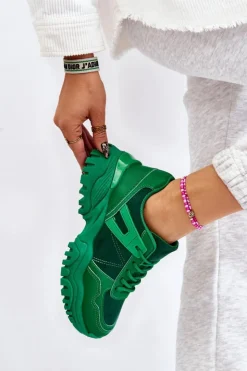 Damskie Boto Modne Buty Sportowe Sneakersy Zielone Frezio