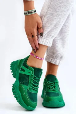 Damskie Boto Modne Buty Sportowe Sneakersy Zielone Frezio