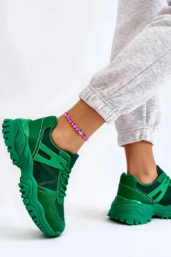Damskie Boto Modne Buty Sportowe Sneakersy Zielone Frezio