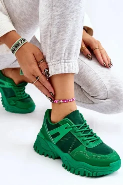 Damskie Boto Modne Buty Sportowe Sneakersy Zielone Frezio