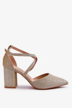 Damskie Boto Modne Błyszczące Czółenka Na Słupku Złote Galaxy