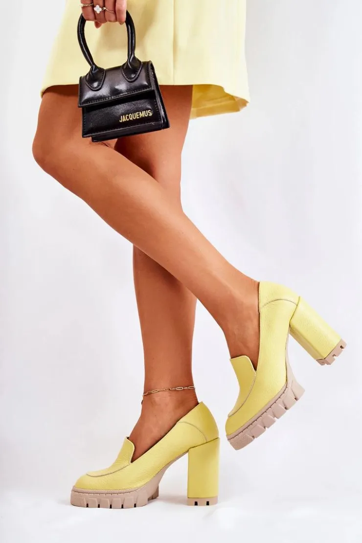 Clearance Boto Modne Czółenka Na Masywnej Platformie Żółte Margott