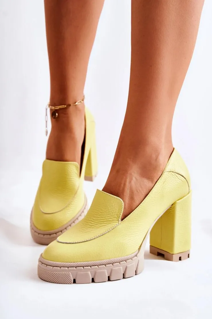 Clearance Boto Modne Czółenka Na Masywnej Platformie Żółte Margott