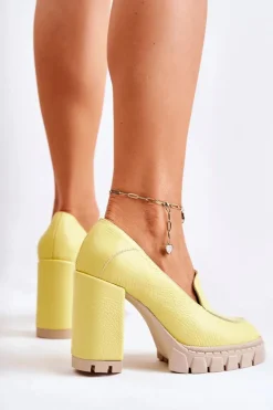 Clearance Boto Modne Czółenka Na Masywnej Platformie Żółte Margott