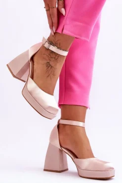 Boto Czółenka Na Platformie|Czółenka Na Słupku*Modne Czółenka Na Masywnym Obcasie Beżowe Sandia