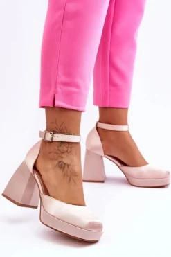 Boto Czółenka Na Platformie|Czółenka Na Słupku*Modne Czółenka Na Masywnym Obcasie Beżowe Sandia