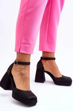 Sale Boto Modne Czółenka Na Masywnym Obcasie Czarne Sandia