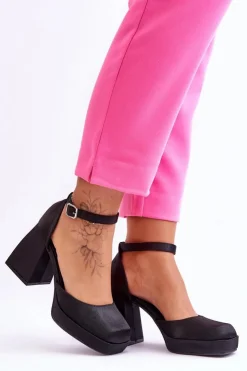 Sale Boto Modne Czółenka Na Masywnym Obcasie Czarne Sandia