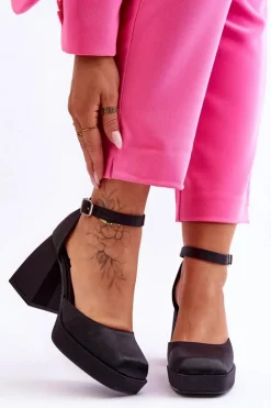 Sale Boto Modne Czółenka Na Masywnym Obcasie Czarne Sandia