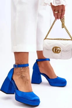 Boto Czółenka Na Platformie|Czółenka Na Słupku*Modne Czółenka Na Masywnym Obcasie Niebieskie Sandia