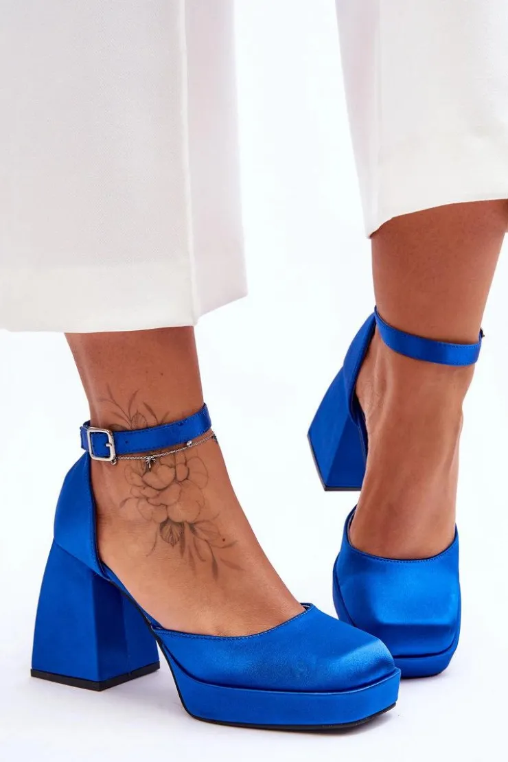 Boto Czółenka Na Platformie|Czółenka Na Słupku*Modne Czółenka Na Masywnym Obcasie Niebieskie Sandia