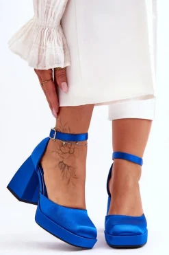 Boto Czółenka Na Platformie|Czółenka Na Słupku*Modne Czółenka Na Masywnym Obcasie Niebieskie Sandia