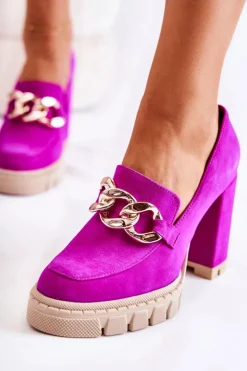 Damskie Boto Modne Czółenka Na Platformie I Słupku Lewski Shoes 3197 Fuksja