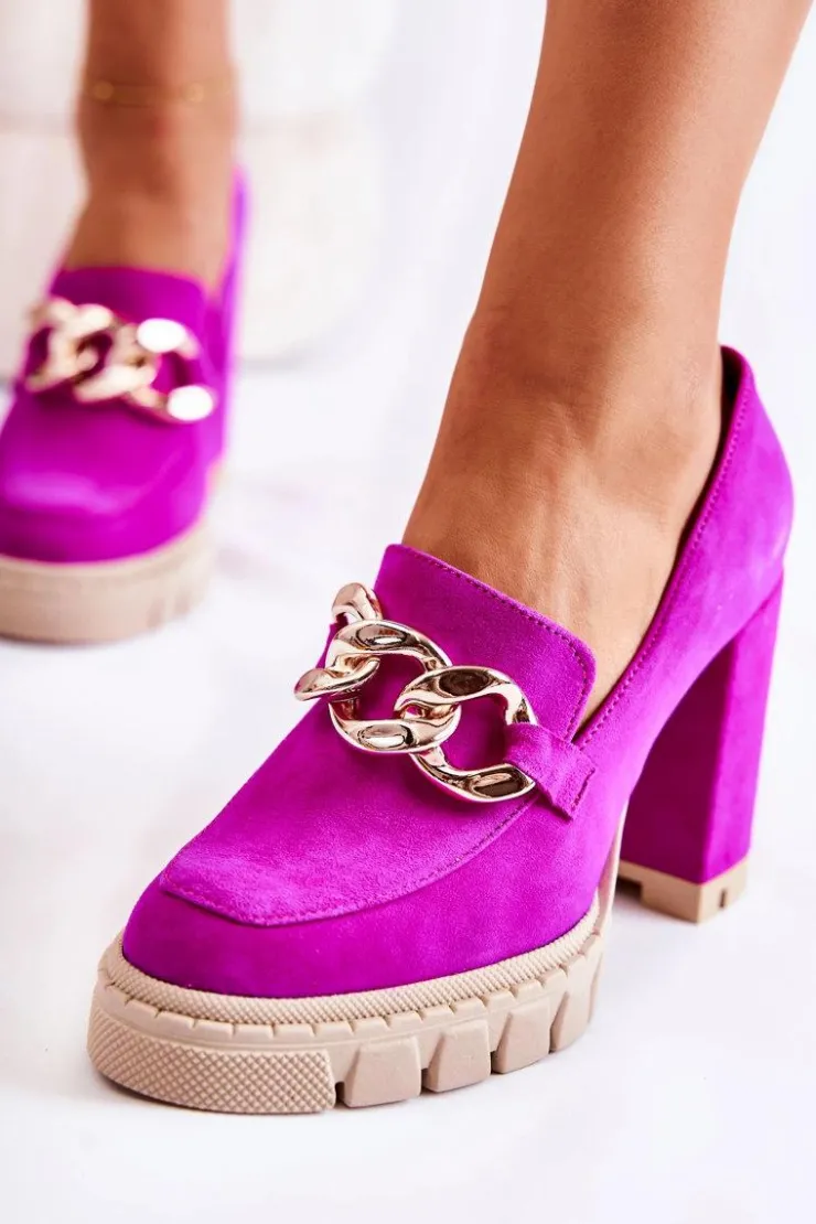 Damskie Boto Modne Czółenka Na Platformie I Słupku Lewski Shoes 3197 Fuksja