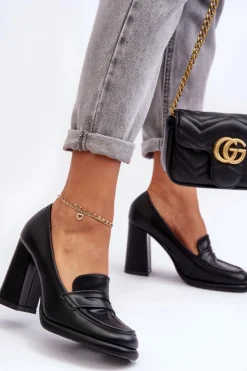 Hot Boto Modne Czółenka Na Słupku Czarne Florence