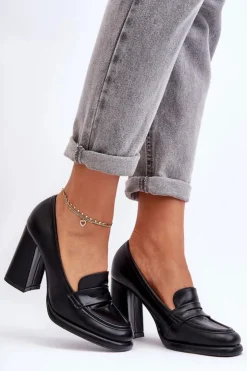 Hot Boto Modne Czółenka Na Słupku Czarne Florence