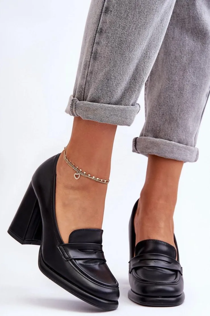 Hot Boto Modne Czółenka Na Słupku Czarne Florence