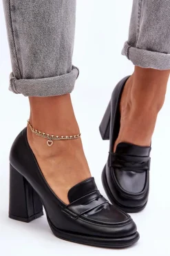 Hot Boto Modne Czółenka Na Słupku Czarne Florence