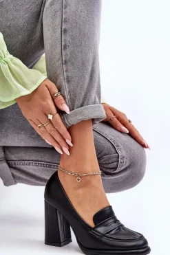 Hot Boto Modne Czółenka Na Słupku Czarne Florence