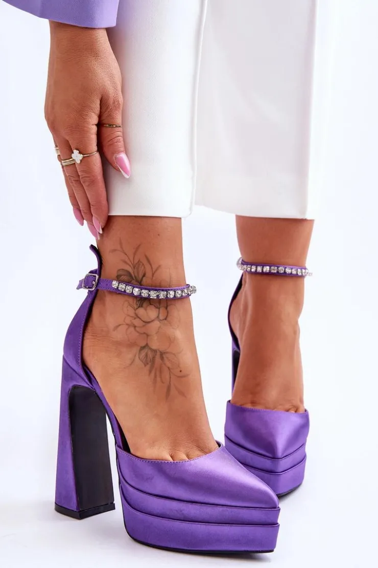 Boto Czółenka Na Platformie|Czółenka Na Słupku*Modne Czółenka Na Słupku Fioletowe Santoro