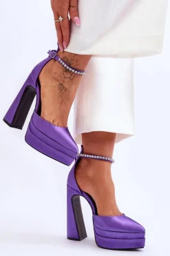 Boto Czółenka Na Platformie|Czółenka Na Słupku*Modne Czółenka Na Słupku Fioletowe Santoro