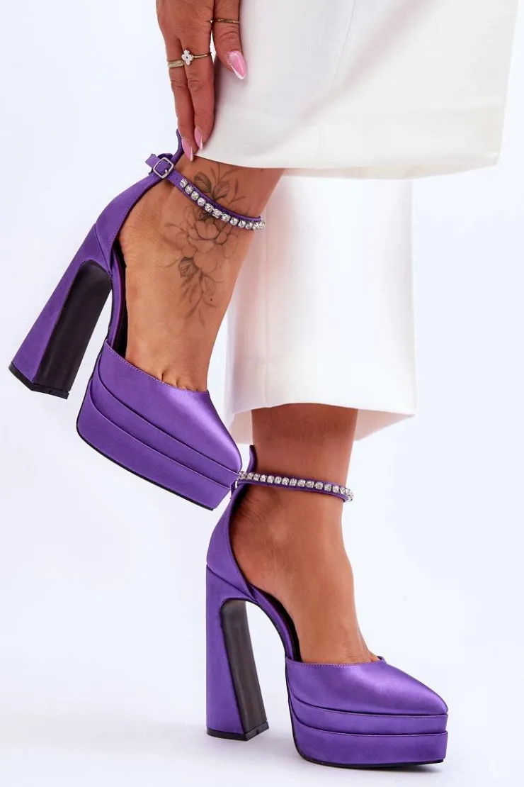 Boto Czółenka Na Platformie|Czółenka Na Słupku*Modne Czółenka Na Słupku Fioletowe Santoro