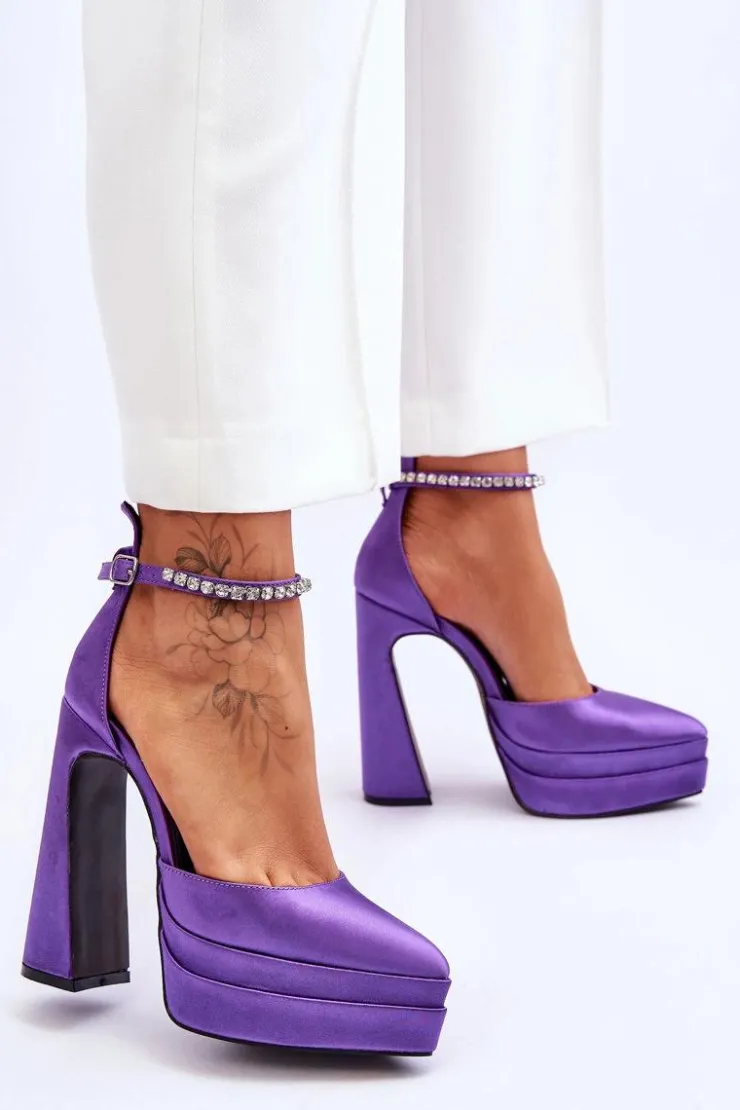 Boto Czółenka Na Platformie|Czółenka Na Słupku*Modne Czółenka Na Słupku Fioletowe Santoro