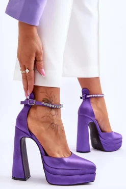 Boto Czółenka Na Platformie|Czółenka Na Słupku*Modne Czółenka Na Słupku Fioletowe Santoro