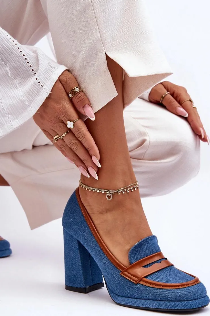 Boto Czółenka Na Platformie|Czółenka Na Słupku*Modne Czółenka Na Słupku Niebieskie Florence