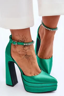 Damskie Boto Modne Czółenka Na Słupku Zielone Santoro