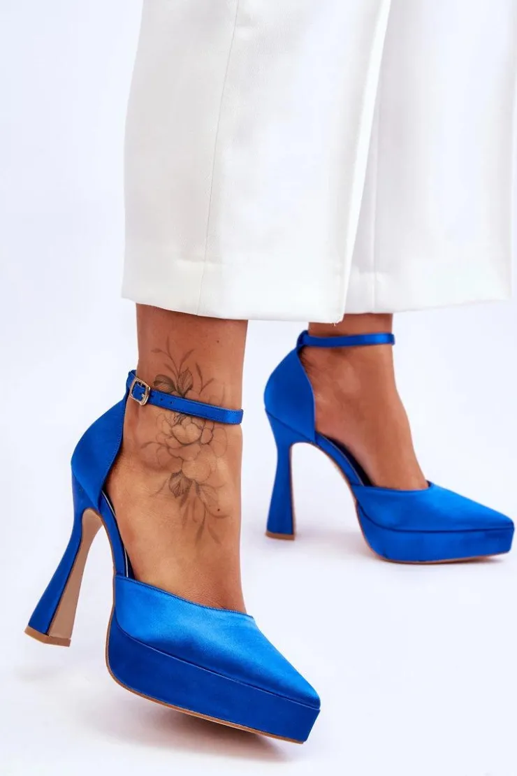 Boto Czółenka Na Platformie|Czółenka Klasyczne*Modne Czółenka Na Szerszej Szpilce Niebieskie Madness
