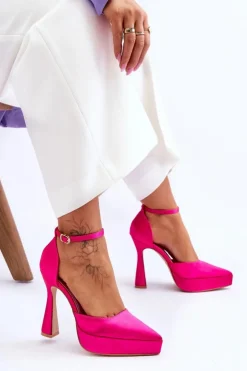 Clearance Boto Modne Czółenka Na Szerszej Szpilce Fuksja Madness