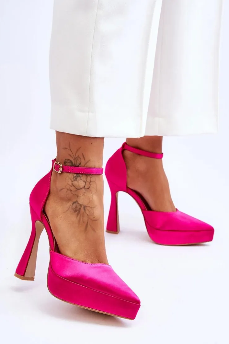 Clearance Boto Modne Czółenka Na Szerszej Szpilce Fuksja Madness