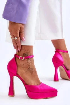 Clearance Boto Modne Czółenka Na Szerszej Szpilce Fuksja Madness