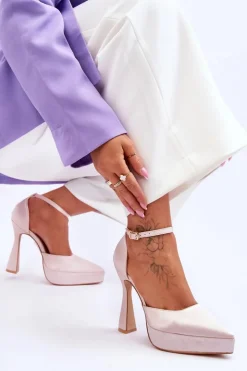 Boto Modne Czółenka Na Szerszej Szpilce Jasnoróżowe Madness