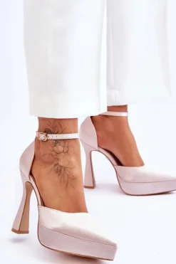 Boto Modne Czółenka Na Szerszej Szpilce Jasnoróżowe Madness