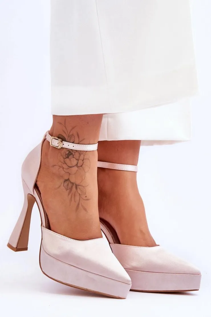 Boto Modne Czółenka Na Szerszej Szpilce Jasnoróżowe Madness