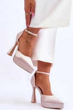 Boto Modne Czółenka Na Szerszej Szpilce Jasnoróżowe Madness