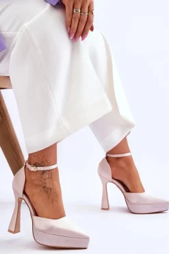 Boto Modne Czółenka Na Szerszej Szpilce Jasnoróżowe Madness