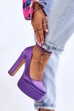 Best Boto Modne Czółenka Na Wysokim Słupku Fioletowe Hayden